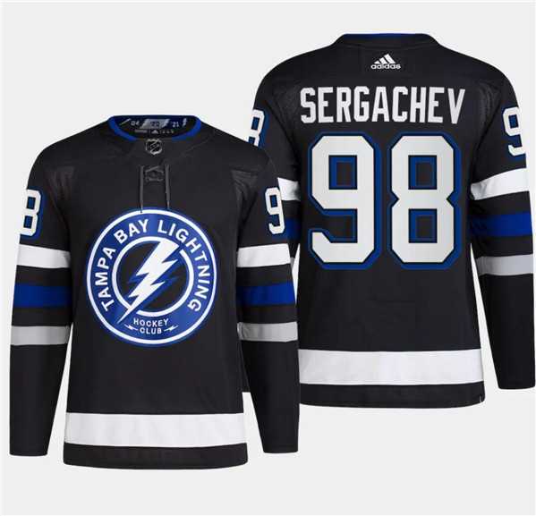Men's Tampa Bay Lightning #98 Mikhail Sergachev Black 2024 Stadium Series Stitched Jersey Dzhi